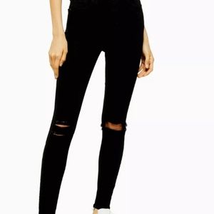 Topshop Black Ripped Jamie Jeans 28x30